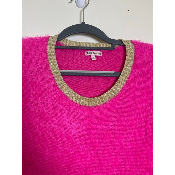 Juicy Couture Women's Fuzzy Textured Sweater Hot Pink S Y2K AHS Style Nostalgia - Picture 5 of 14